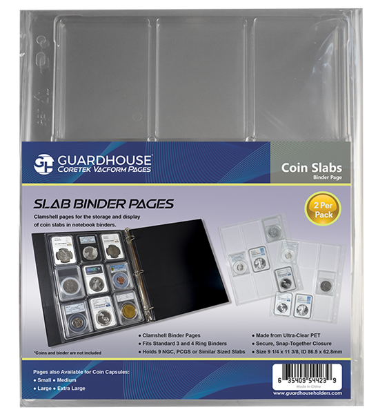 Certified Coin Slab Album Pages - 9 Slabs (PET Vac Form)