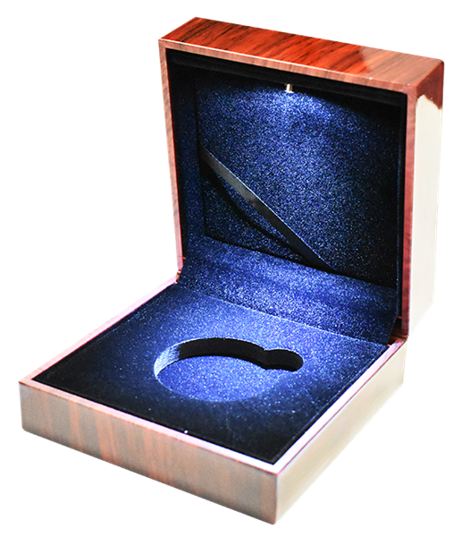 Lighted L Capsule Box with Faux Wood Grain Finish